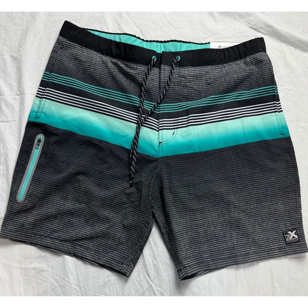ZEROXPOSUR Mens Swim Trunks Board Shorts XL Grey Icing Recycled Liner Zip Pocket - Picture 3 of 13